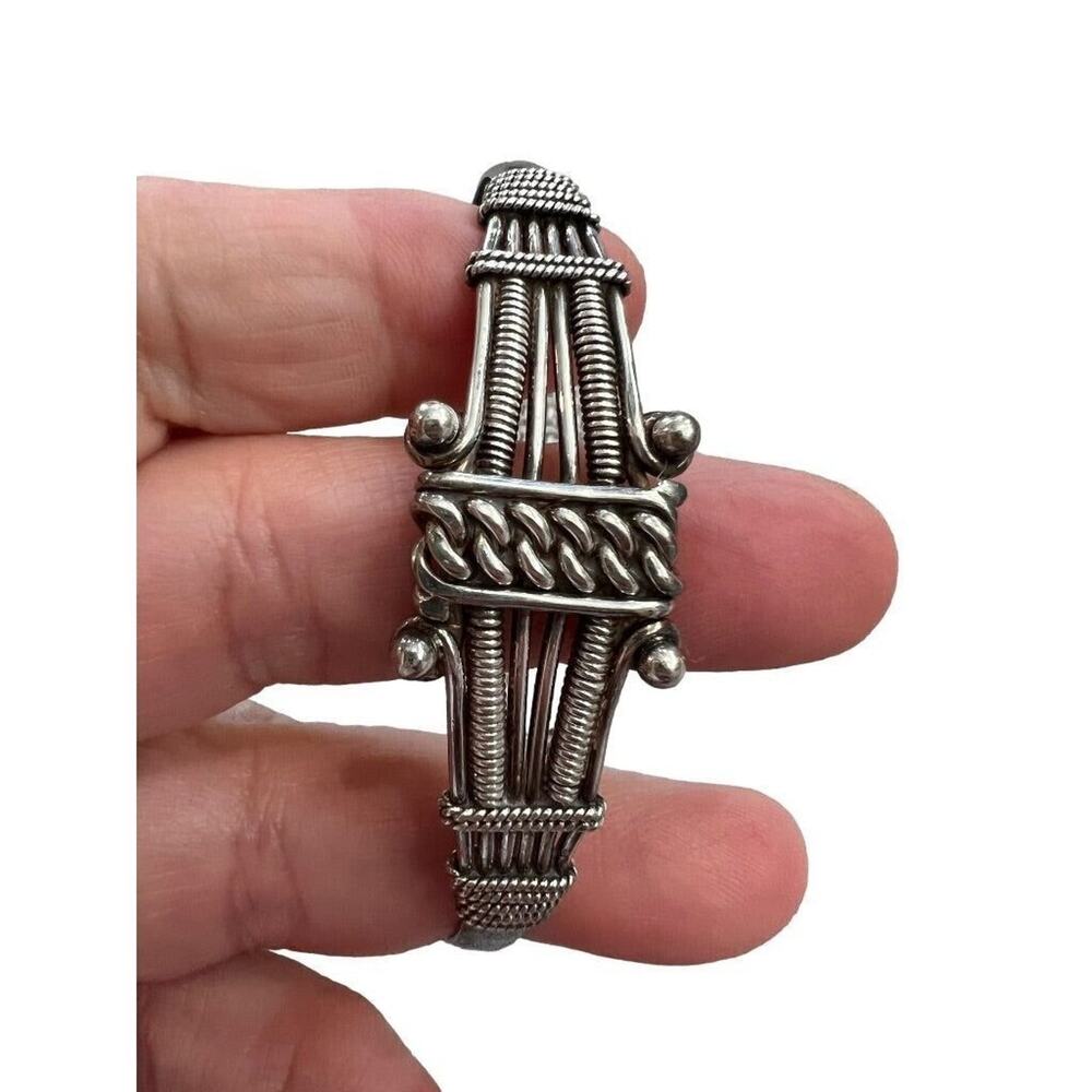 Boho Hand Crafted Sterling Silver Cuff Bracelet India 925